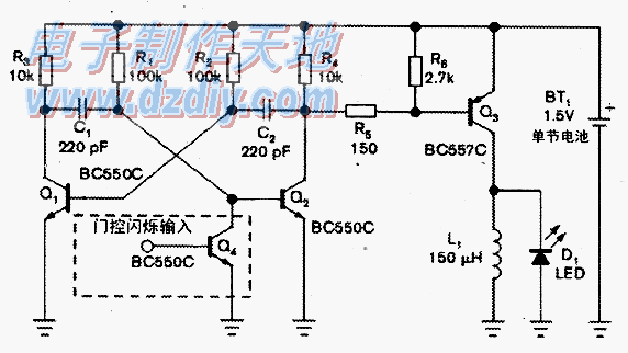 一节电池供电的非稳态多谐振荡器  第1张