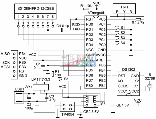 使用无字库12864液晶模块制作温湿度计  第3张