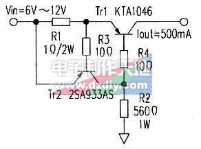 两只三极管构成的恒流源可驱动大功率  第1张