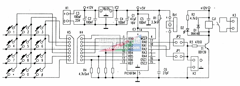 可编码数字锁电路图  第1张