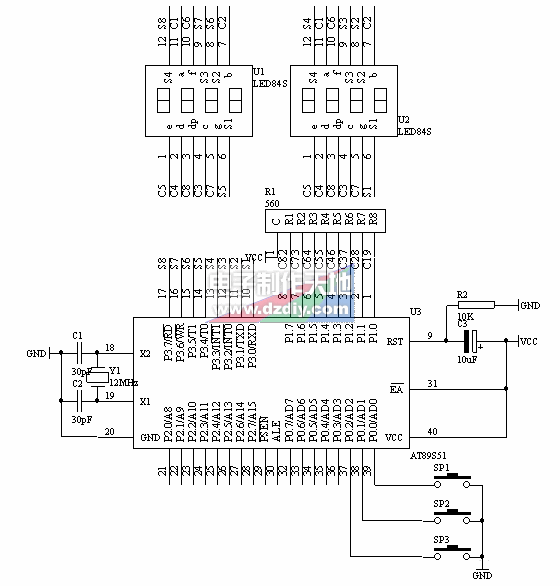 用单片机AT89C51设计的数字钟  第1张