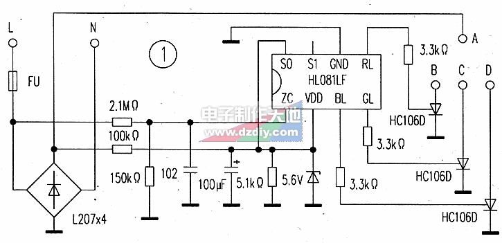 七彩闪光LED灯带控制电路  第1张