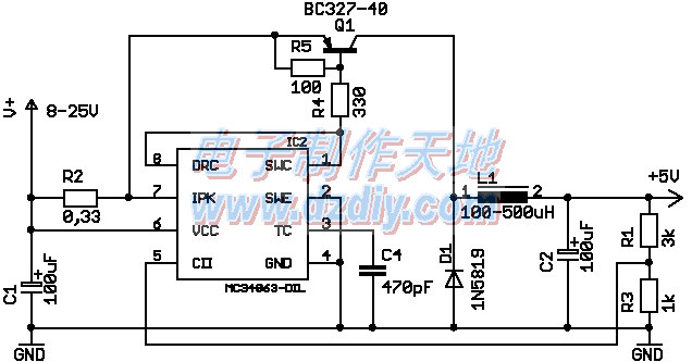 MC34063扩流降压电路图  第1张