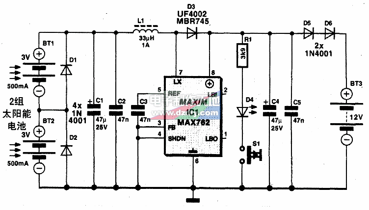 MAX762太阳能密封式铅酸电池充电器  第1张