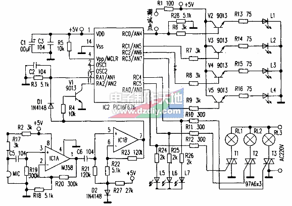 用PIC16F676制作声控彩灯  第1张