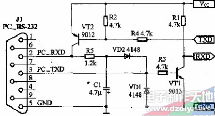 用几个分立元件实现的串口调试器电路  第1张