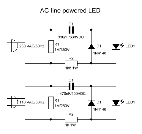 AC-powered LED 使用交流电的LED指示灯  第1张