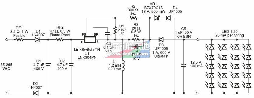 采用Lnk304pn的LED 220V照明灯  第1张