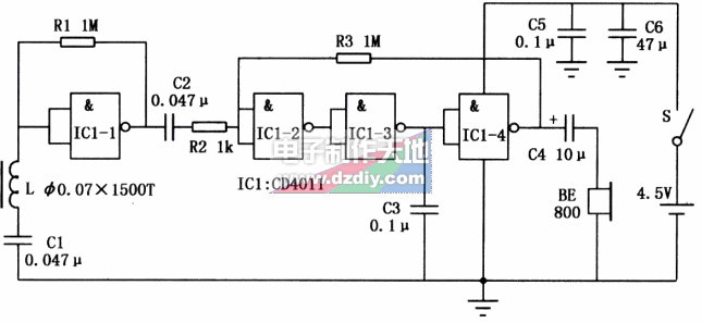 CD4011应用电路——感应式无线耳机电路  第1张