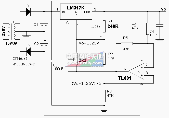 用LM317+TL081制作0-12V/3A可调稳压电源  第1张