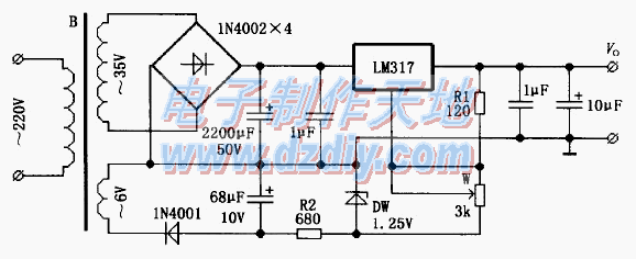 采用LM317制作的从0V起调的电源  第1张