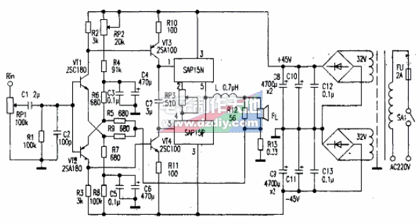 采用SAP15组成的50W功放电路  第1张