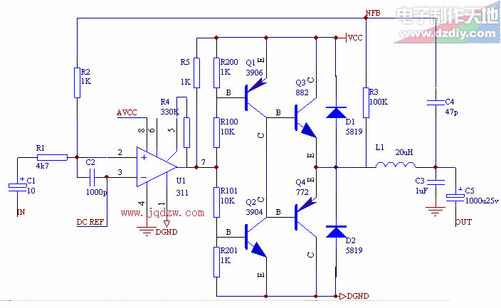 比较器和三极管组成的D类功放制作  第1张