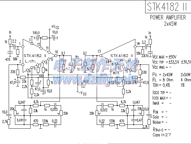 STK4182功率放大电路图  第1张