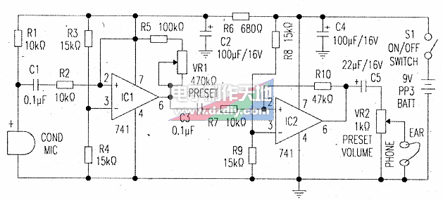 用741运放制作的助听器  第1张