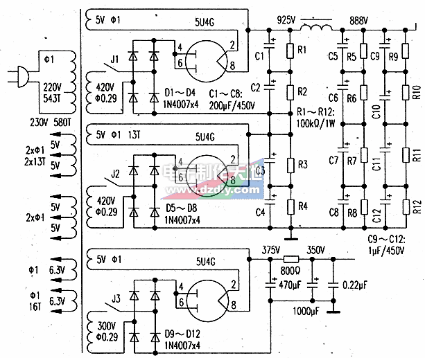 845D电子管功率放大器电路图  第2张