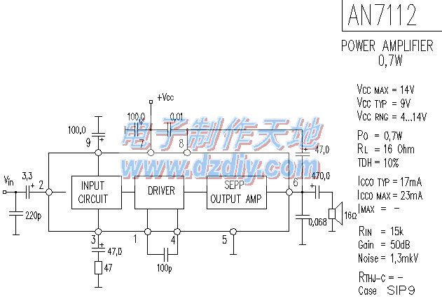 AN7112小功放电路图  第1张