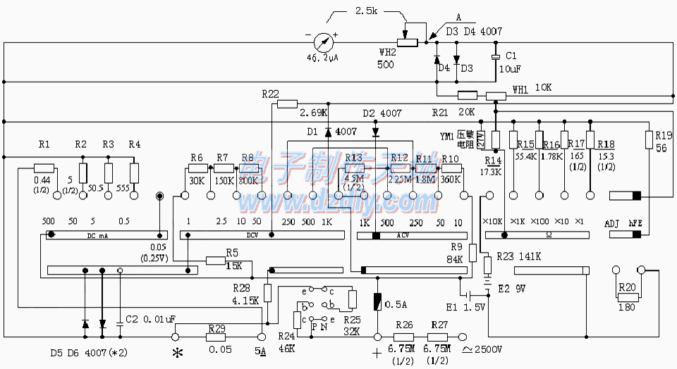 MF47万用表电路图  第1张