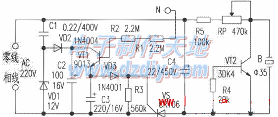 2N6565或CR106构成的触摸式报警器电路  第1张