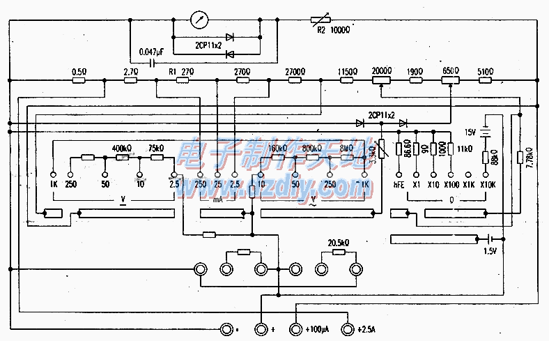 MF50万用表电路图  第1张