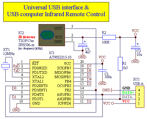 用90s2313做的USB接口的红外遥控器  第1张