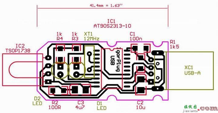 用90s2313做的USB接口的红外遥控器  第2张