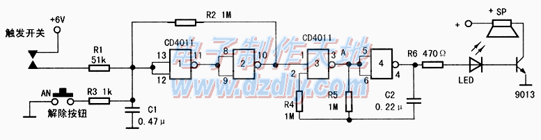采用CD4011的触发报警器  第1张
