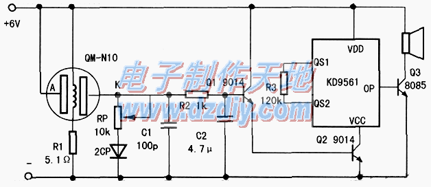 简单实用的有毒气体报警电路  第1张