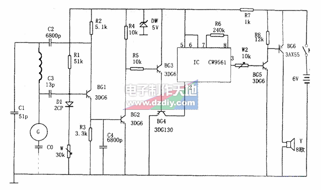 用CW9561构成的感应式防盗报警器  第1张