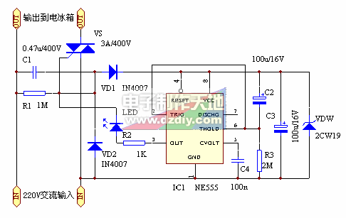 NE555电冰箱停电延时开启保护器  第1张