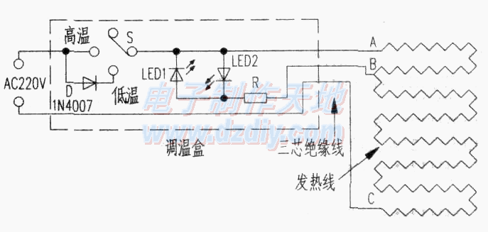 电热毯指示灯电路的改接方法  第2张