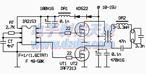 IR2153应急日光灯电路图  第1张