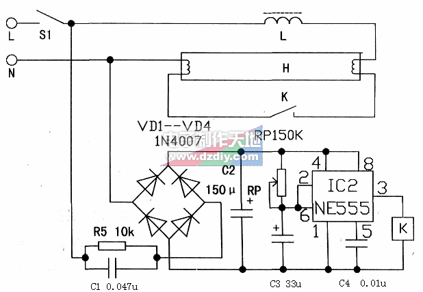 适用于电感镇流器的日光灯电子启辉器  第1张