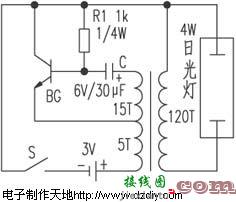 简易手提日光灯电路  第1张