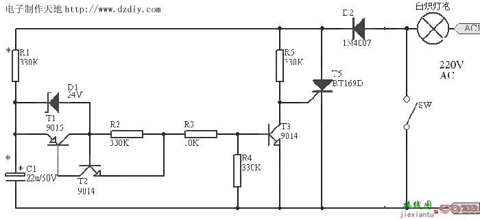 熄灯延时电路(仅限白炽灯)  第1张