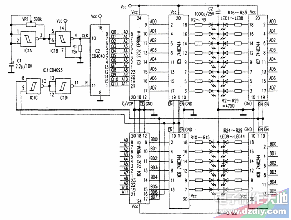 用EPROM 2732制作彩灯控制器  第1张