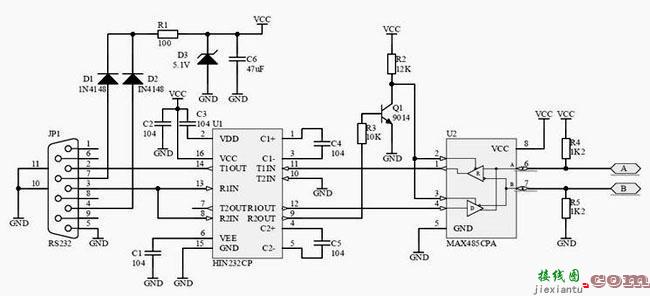 自制无源RS232-485转换器  第1张