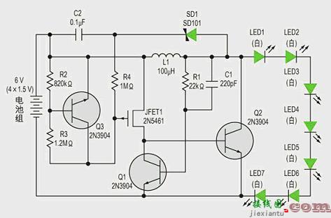 用电池组驱动七个白光LED的电路设计  第1张