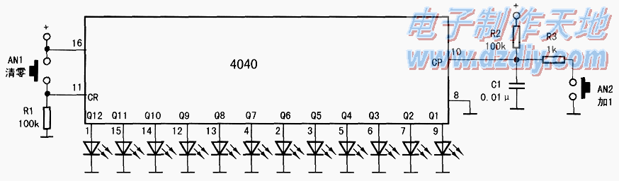 用CD4040演示二进制加法电路  第1张