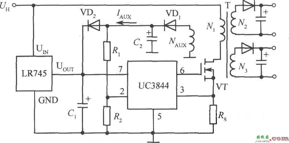 开关稳压电源启动电路集成芯4片LR745应用实例电路  第1张
