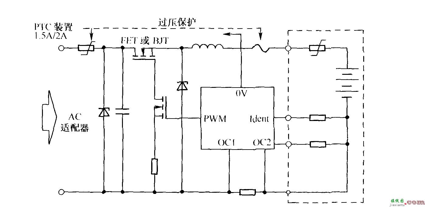 PTC元件与过压保护元件构成的电池充电保护电路  第1张