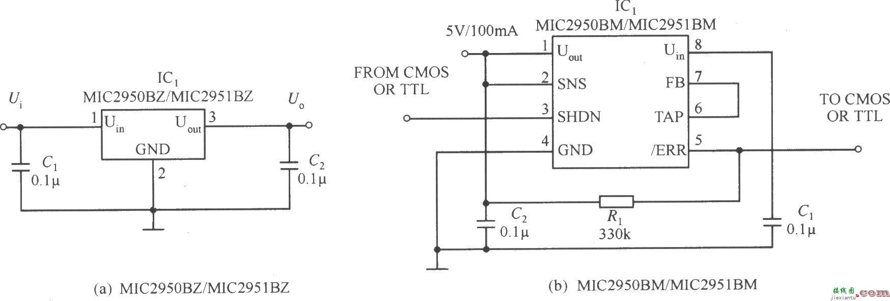 MIC2950／MIC2951构成的固定输出的稳压电源电路  第1张