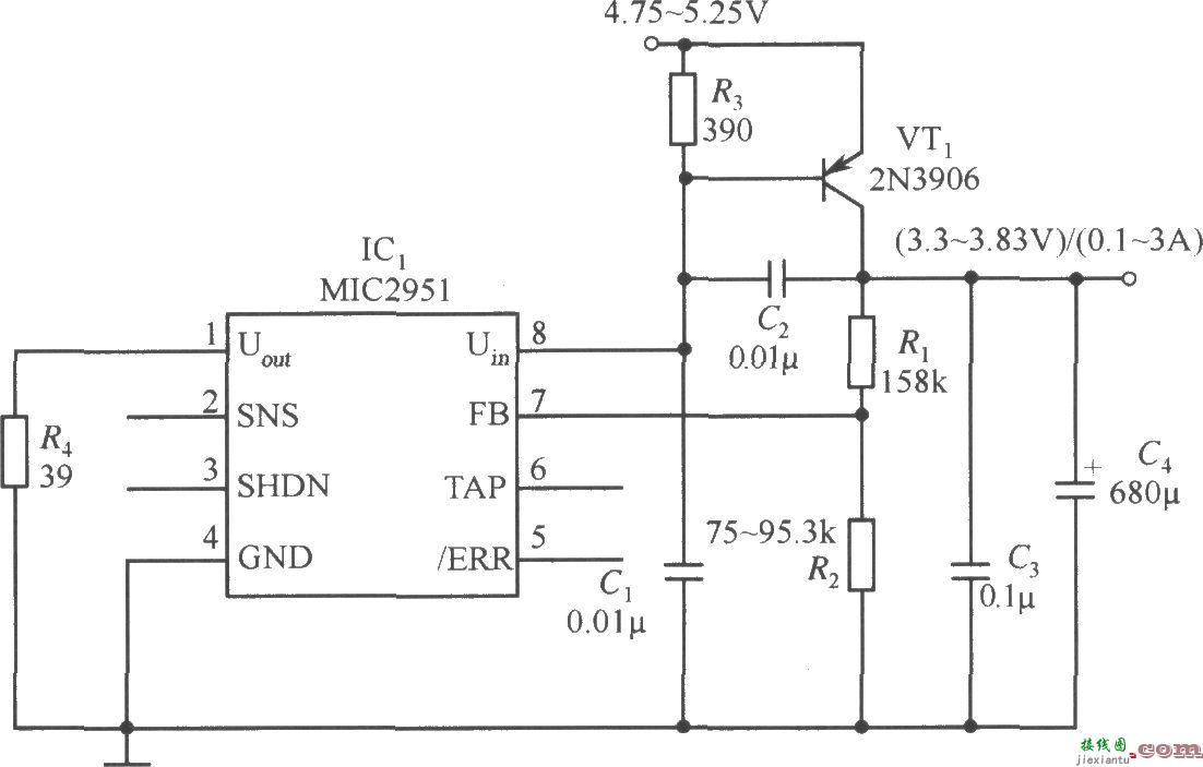 MIC2951和PNP型晶体管组成的扩流电路  第1张