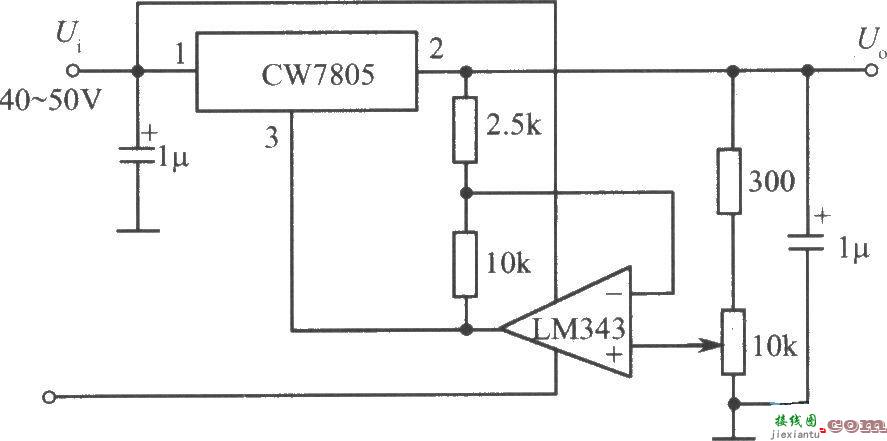 由CW7800和LM343构成1～35V的可调输出稳压电源电路  第2张