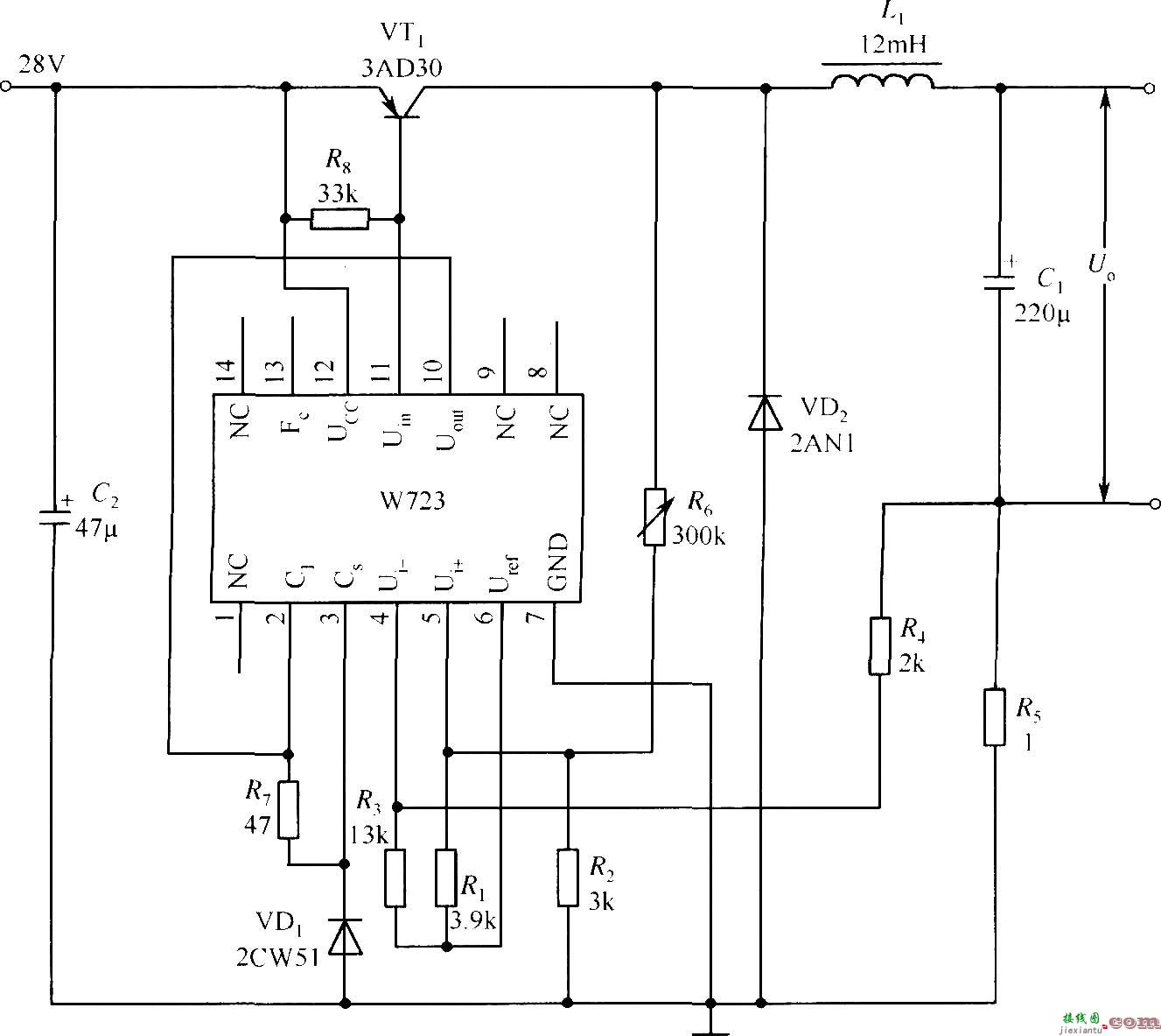 W723组成的开关式恒流源应用电路  第1张