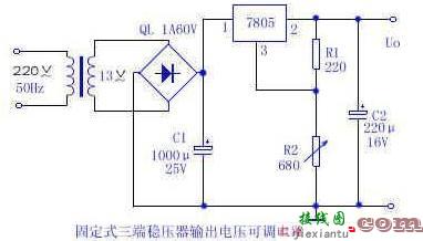 固定式三端稳压器输出电压可调电路  第1张