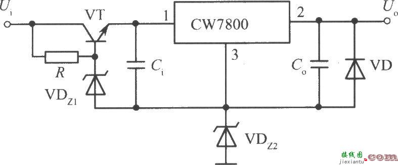 CW7800构成的高输入-高输出集成稳压电源电路之一  第1张