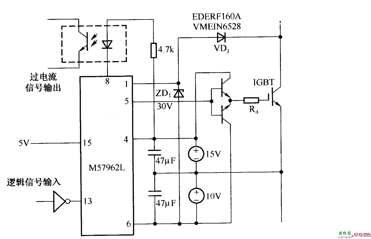 M57962L驱动大功率IGBT模块时的典型电路  第1张