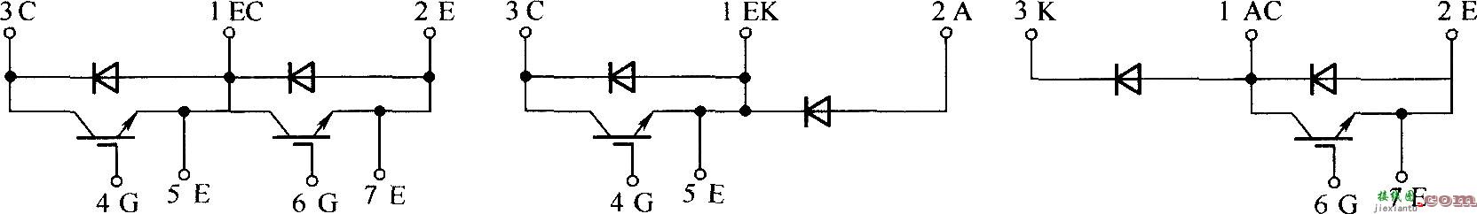 GA系列IGBT半桥、高端开关和低端开关型模块的内部接线图  第1张