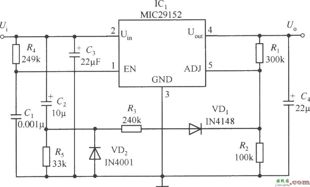 MIC29152构成的延迟启动的稳压器电路  第1张